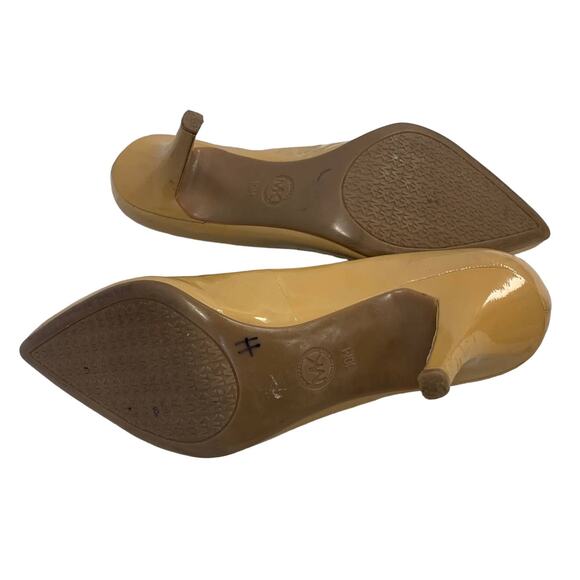 Michael Michael Kors US Size 10 Gold Nude Leather Pointy Toe Pumps 3.5" Heels - Picture 4 of 9